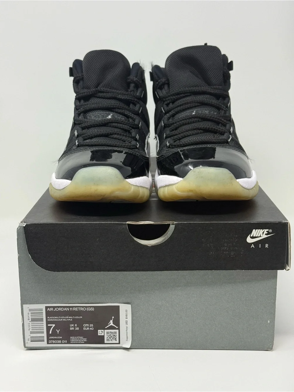 Size 7Y- Air Jordan 11 Retro 'Jubilee' 25th Anniversary Sneakers 378038-011